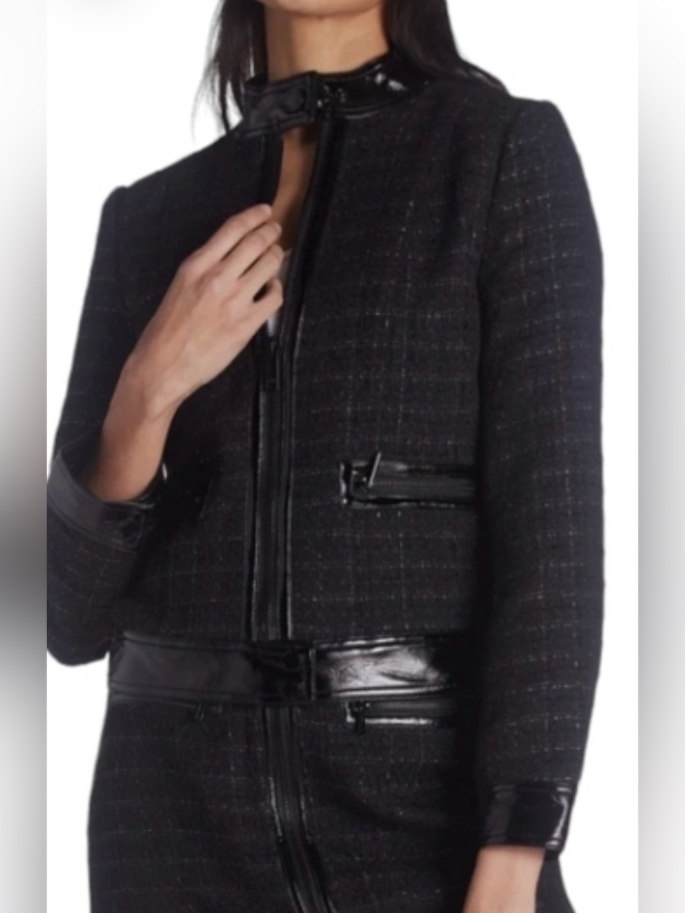 Karl Lagerfeld Black Tweed. Black and metallic lines. Pit-pit21.5 (mix53)